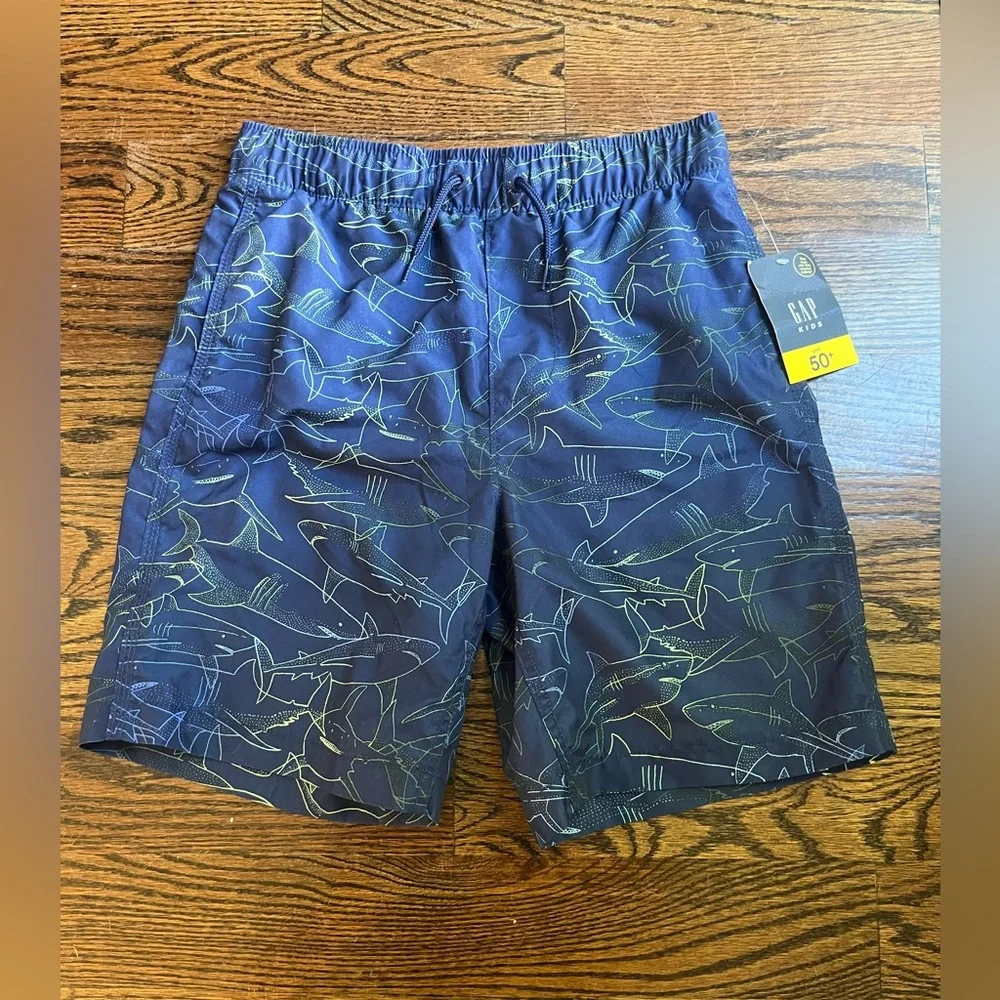 Gap boys sharks print Swim Trunks size XXL (14-16) blue NWT